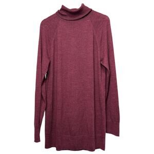 Gap 100% Merino Wool Sweater Dress Maroon Burgundy Knit Turtleneck sz Large Tall